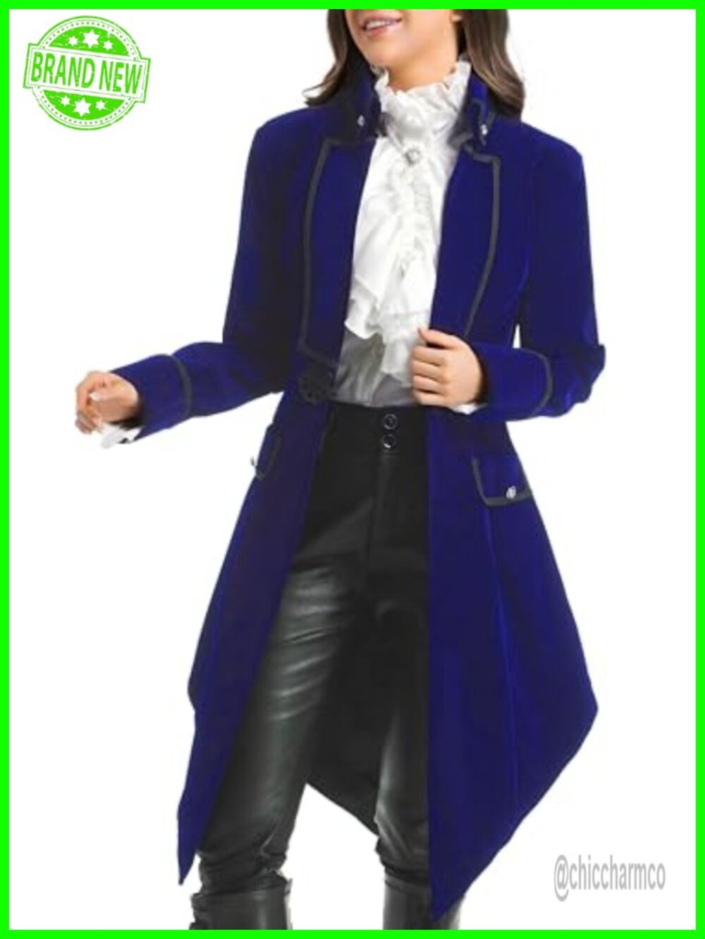 Velvet Gothic Victorian Tailcoat Jacket Steampunk Long Coat